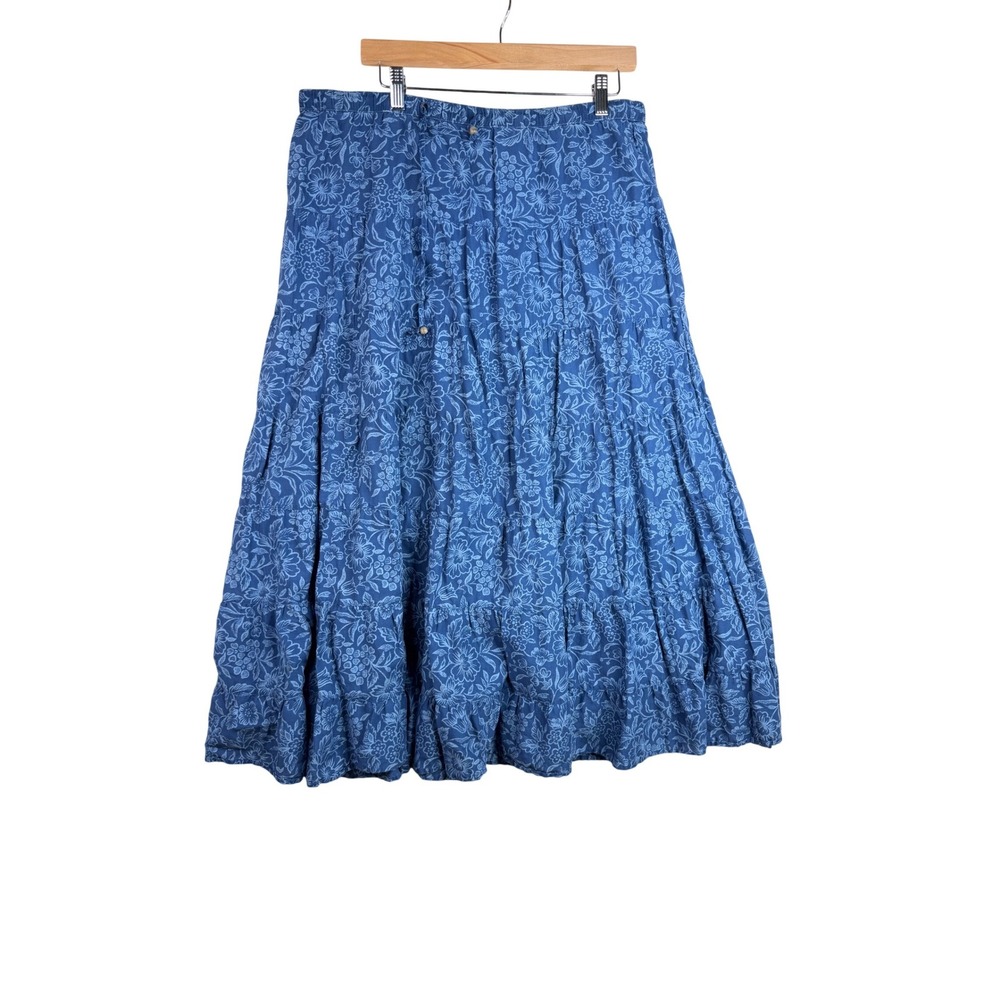 Lauren Ralph Lauren Paisley Print Tiered‎ Maxi Skirt size Large Blue